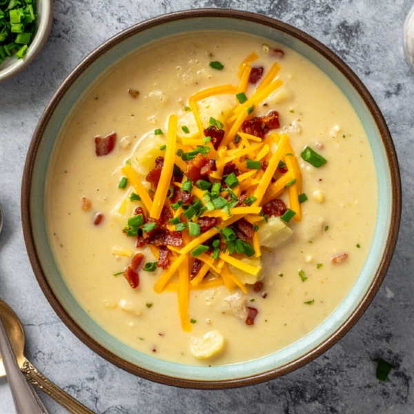 Potato Chowder with Bacon and Cheddar Cheese